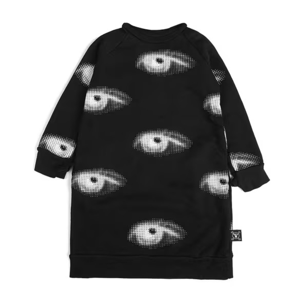 nununu Black Dress with White Eye Print